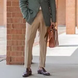 Joseph Abboud‎ Tan Linen Cuffed Ankle Pants Sz. 36